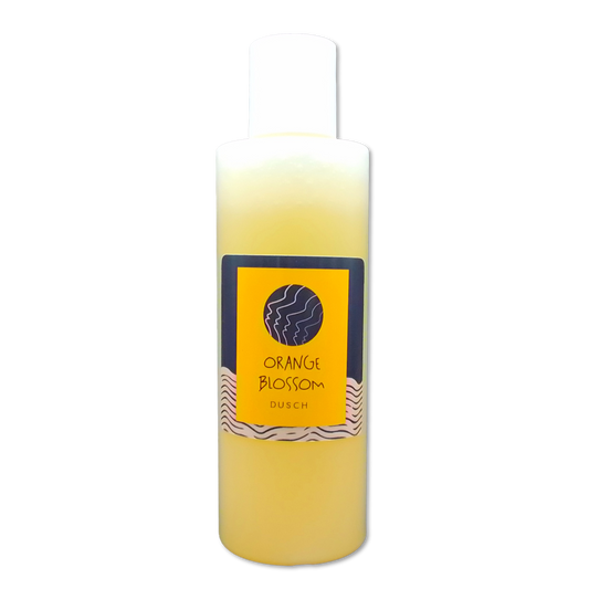 Flasche mit dem Duschgel Orange Blossom von wasserundoel