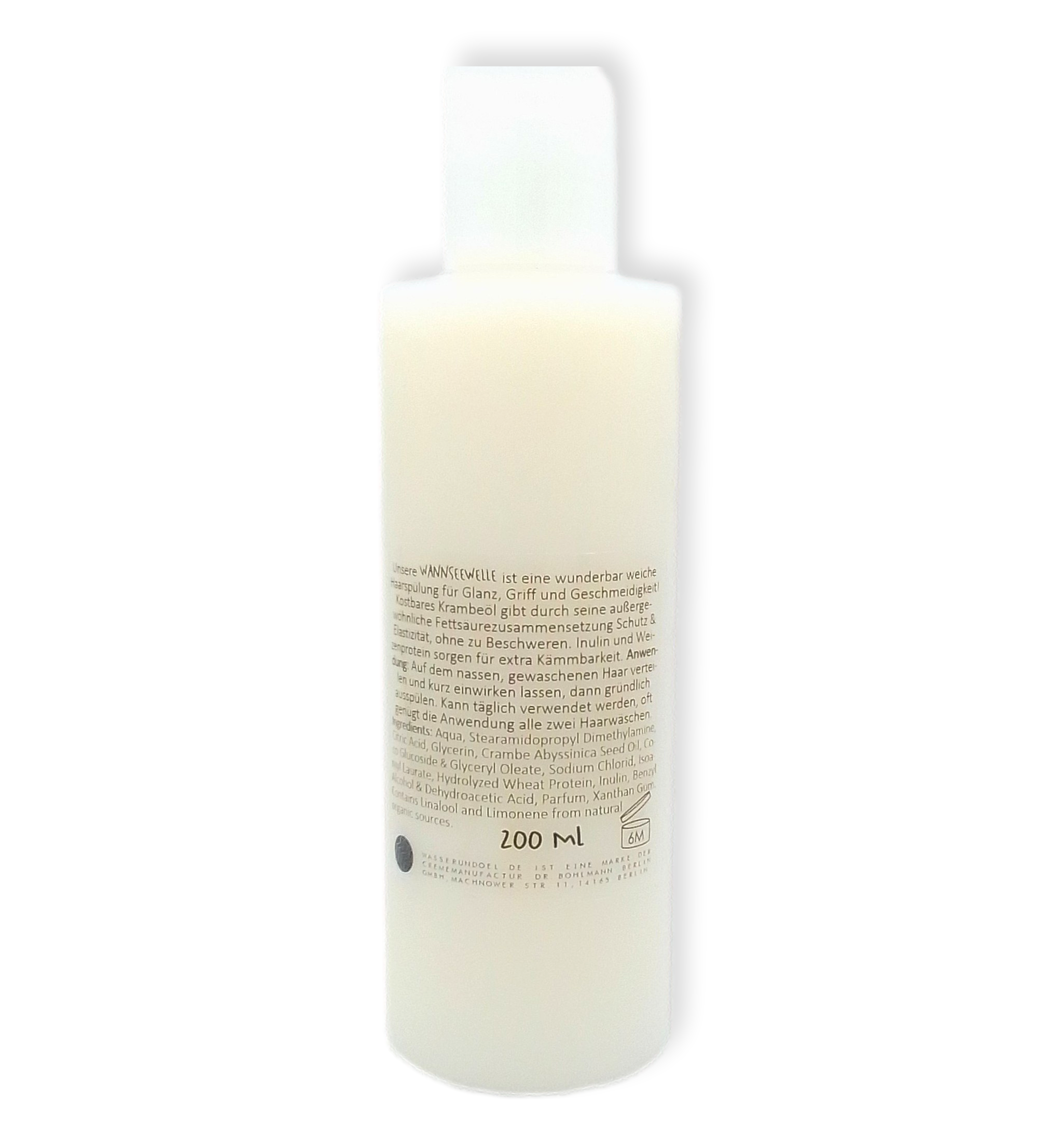 Flasche 200 ml mit dem Conditioner Wannseewelle von wasserundoel von hinten