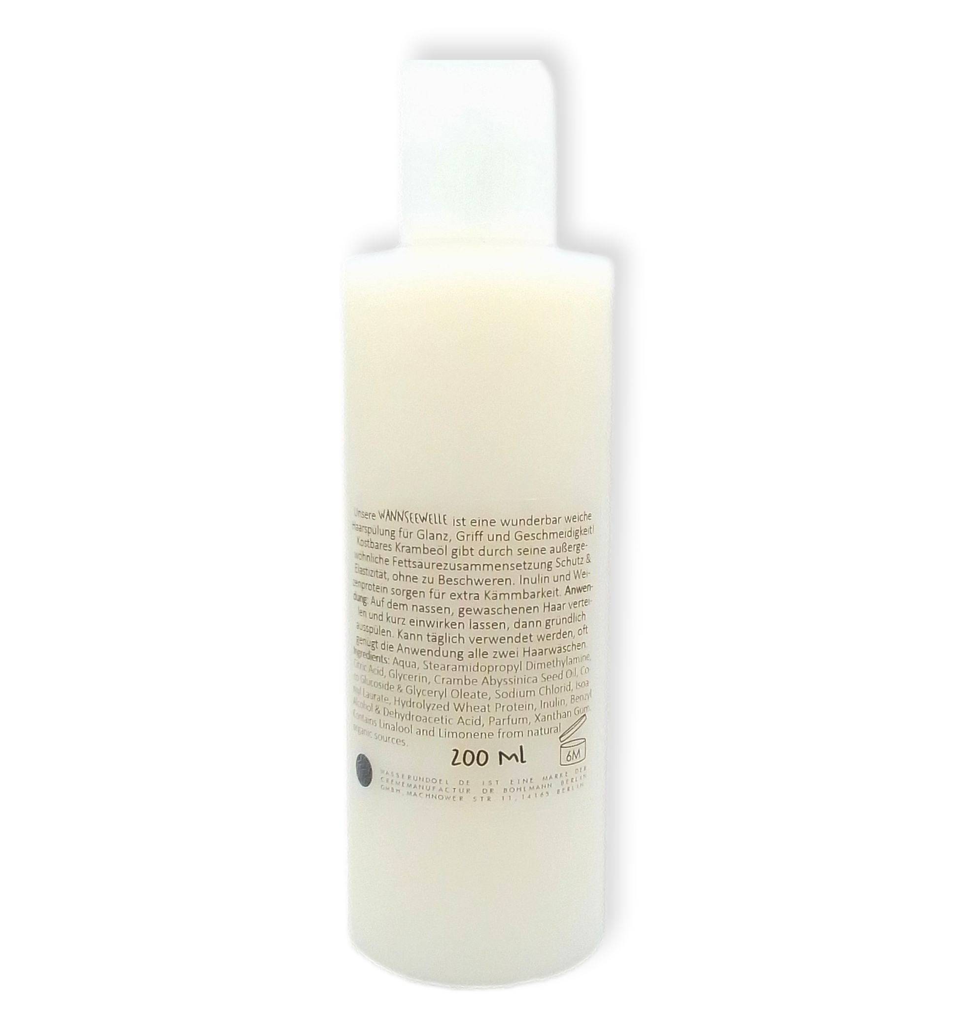 Flasche 200 ml mit dem Conditioner Wannseewelle von wasserundoel von hinten